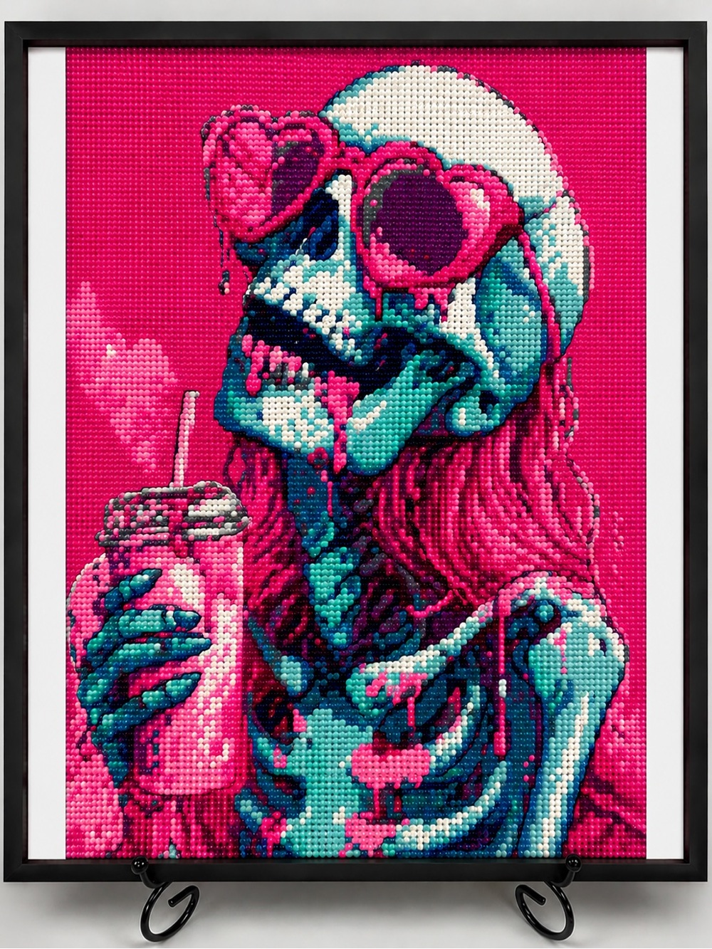 Pink & Teal Skeleton Pop Diamond Art Wall Print